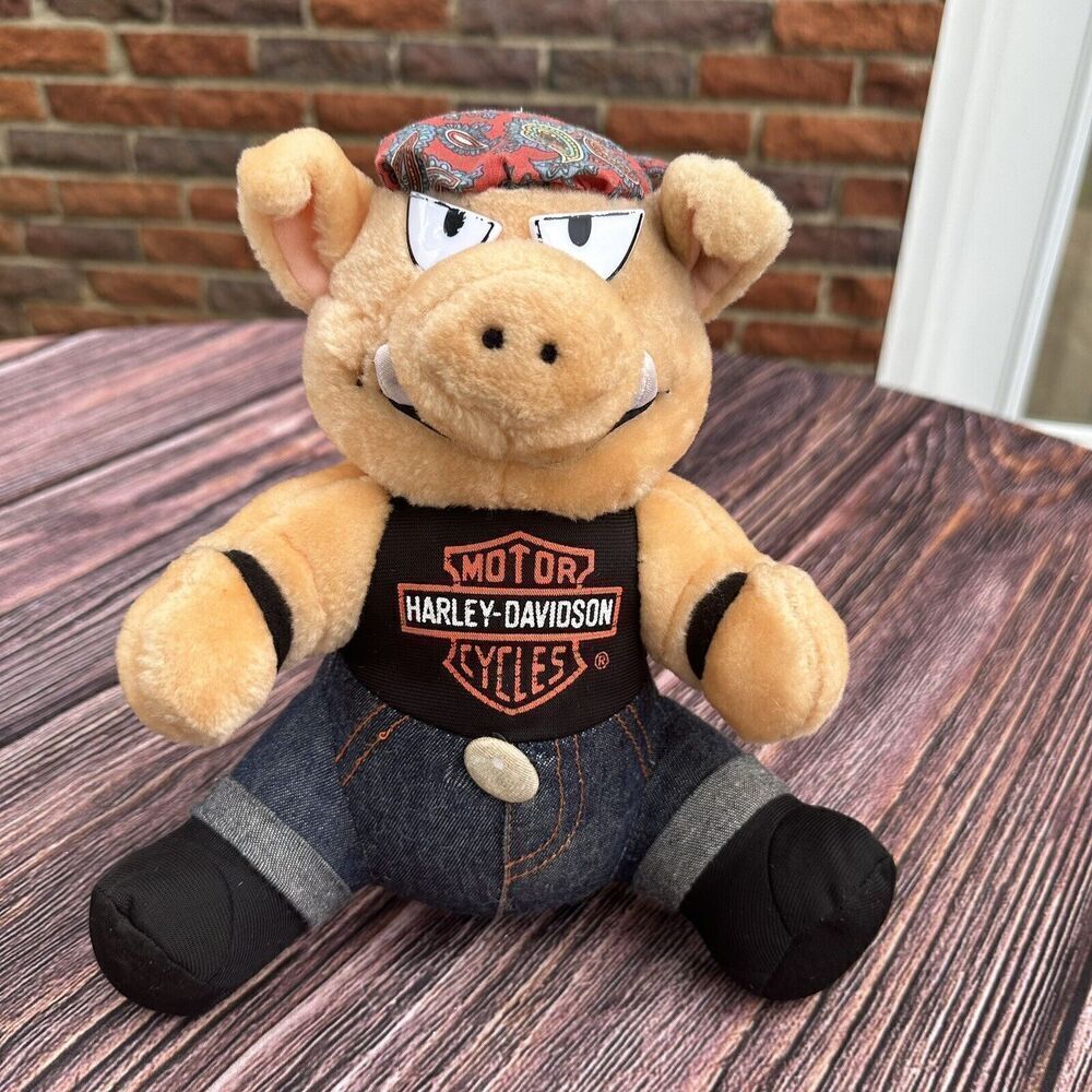 Harley Davidson Vintage Biker Pig Plush‎ Stuffed Animal Play by Play 1993